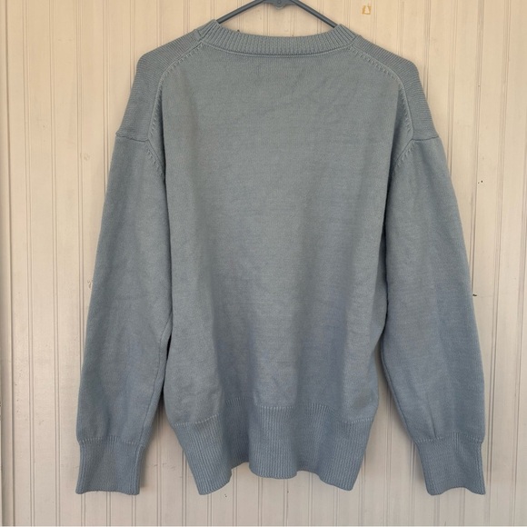 Commense Women's Light Blue Crewneck Soft Drop Shoulder Sweater Size Medium - Picture 2 of 6